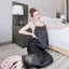 Bộ mặc nhà cho nữ, áo hai dây, quần dài ren, chất vải lụa satin mềm, mịn, mặc nhà thoải mái