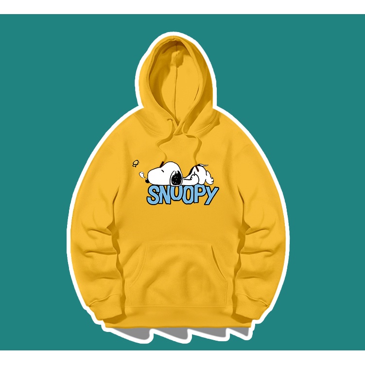 Áo hoodie nữ form rộng HappyFamily có nón túi in Snoopy vải nỉ da cá 100 cotton