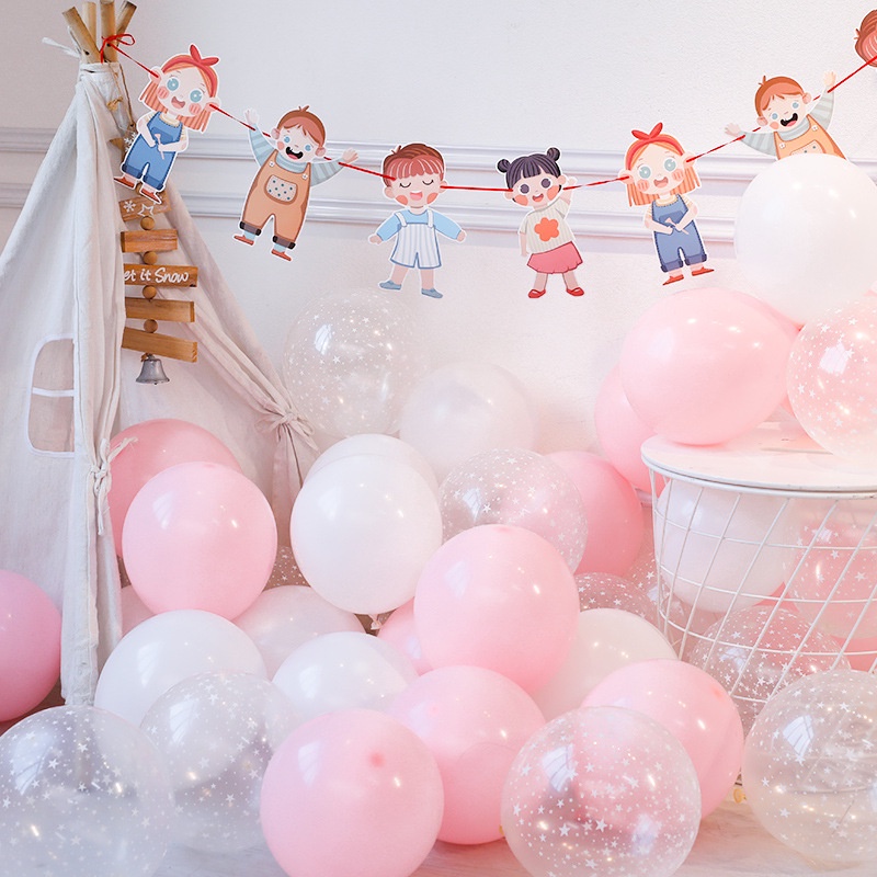 Set bóng mix các màu, bóng pastel, bóng siêu nhũ, bóng ngôi sao trang trí sinh nhật cho bé - Kem Shop K312