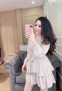 Jumsuit sort tay dài chấm bi 🔅Chất liệu :Voan,mịn đẹp