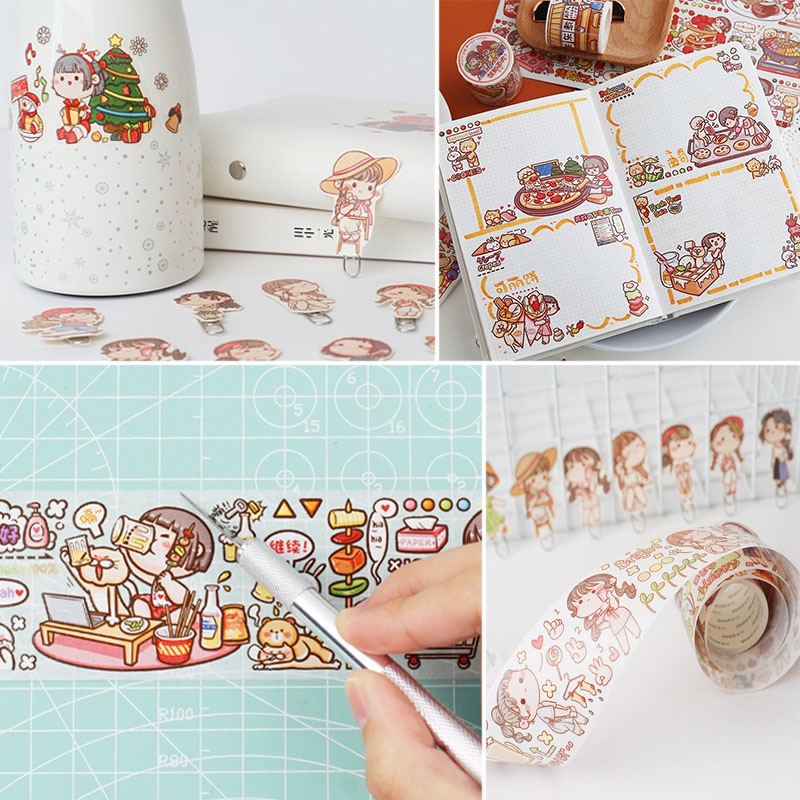 Washi tape cute sticker trang trí thủ công trong nhà, DIY Crafts, Scrapbook, Journal, Diary, Planner K88