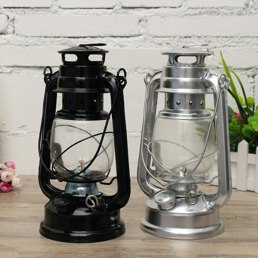 Đèn Lồng Dầu Retro Vườn Ngoài Trời Dầu Hỏa Paraffin Đèn Bão Prop Đen đèn ngủ