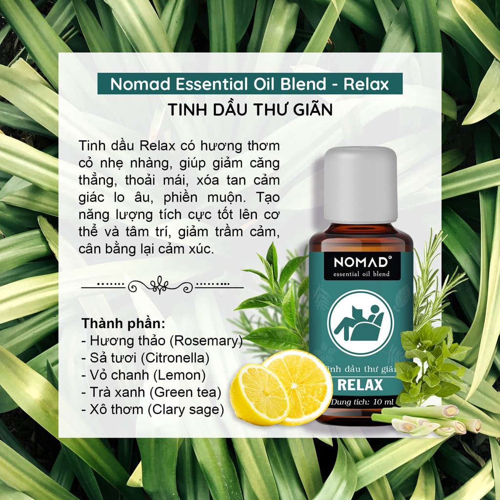 Mô tả Tinh Dầu Nomad Xông Phòng Thư Giãn Essential Oil Blend - Relax - 1