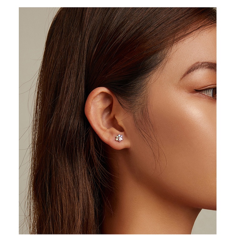 Bamoer Bông Tai bạc 925 Đính Đá Zircon Nhiều Màu Sắc sce1334