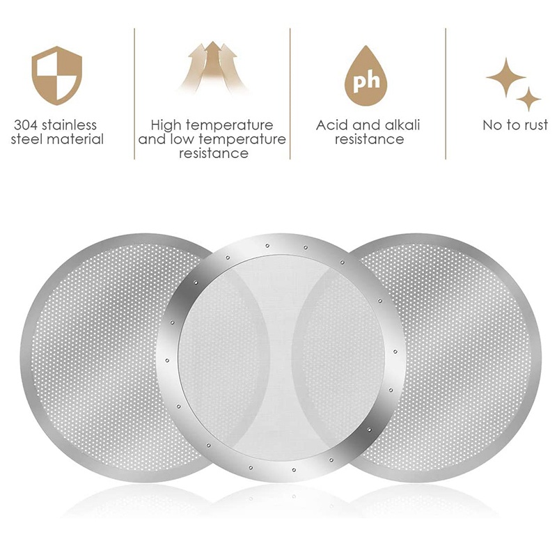 3 Gói Lưới Lọc Cà Phê Có Thể Tái Sử Dụng Bằng Kim Loại Cho Máy Pha Cà Phê AeroPress Máy Pha Cà Phê Espresso, Bạc