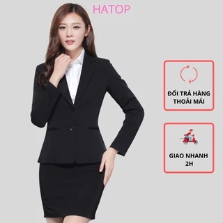 Áo vest nữ công sở tay dài HATOP cao cấp màu đen, trắng vải tuyết mưa loại 1 AVDD401