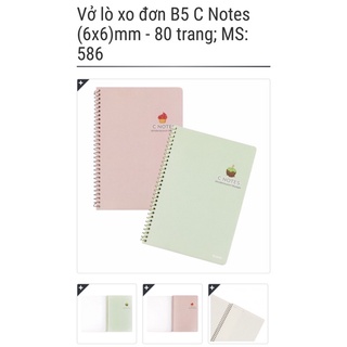 KLONG - Sổ/ Vở lò xo đơn B5 C Notes phối hợp dot và caro trên cùng 1 trang (6x6)mm - 80/120/200 trang 🐻🌸 MS: 586 587 588