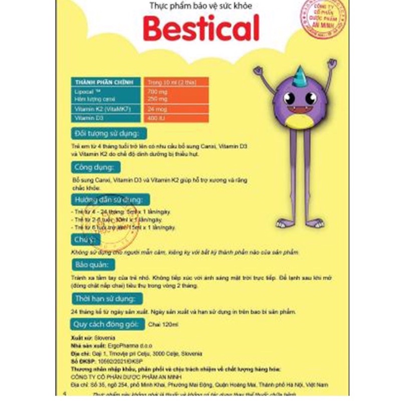 Bestical bổ sung canxi và vitamin d3k2 giúp tăng chiều cao vượt trội cho bé date mơi + quà