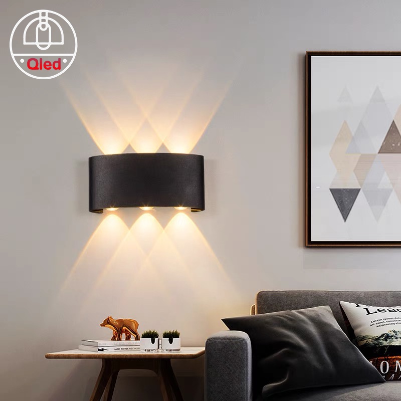 Đèn hắt tường 2 hướng sáng 6 bóng đèn (Trắng / Đen) [Bảo hành 12 tháng]
