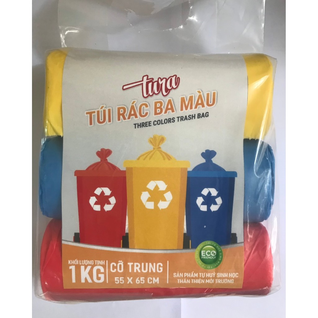 Túi 3 Cuộn Rác Ba Màu Tự Hủy Sinh Học 64cm x 78cm- 1kg | Shopee Việt Nam