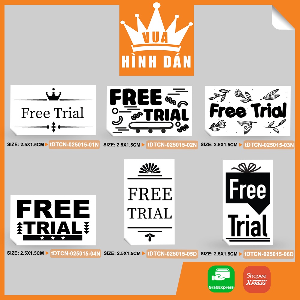 Set 100/500 tem / sticker (2.5x1.5cm) FREE TRIAL tem dán siêu mini dành ...