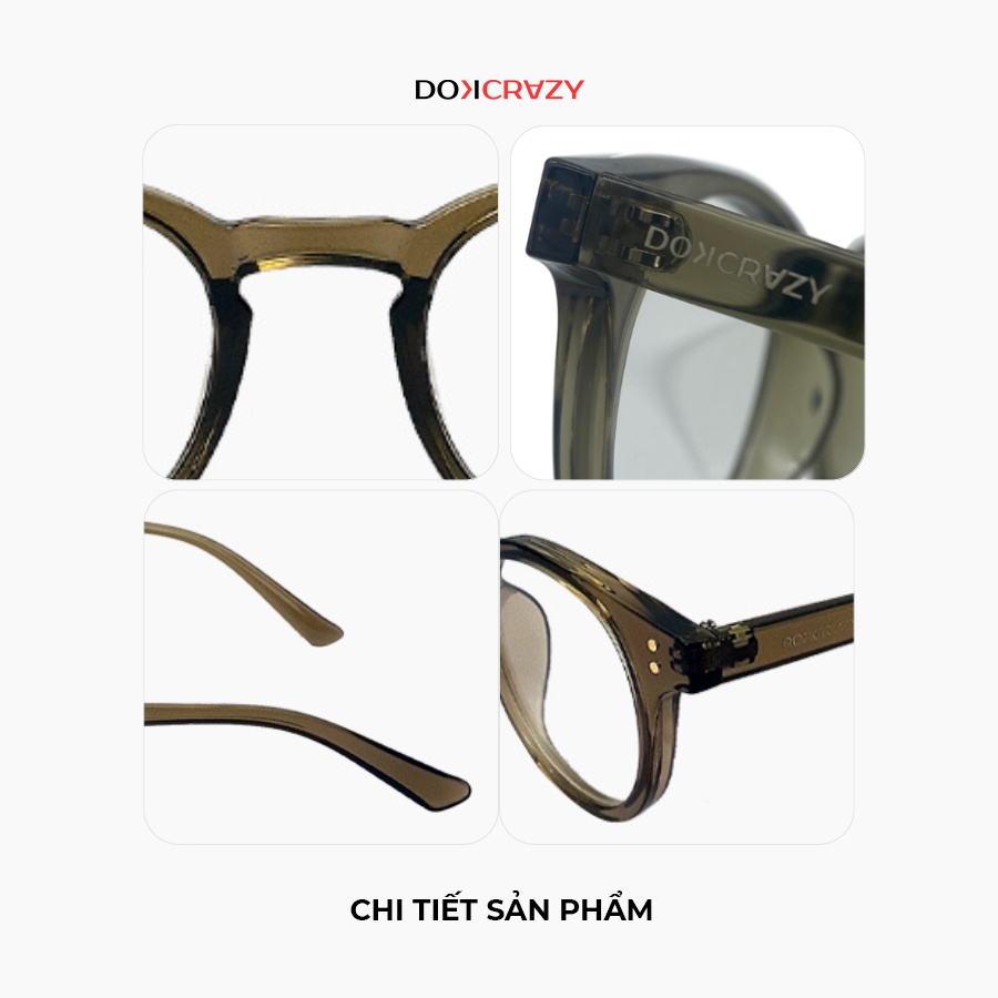 Ảnh Gọng kính mắt tròn DOKCRAZY LECO nhựa sinh học cao cấp, dáng Hàn Quốc, chống ánh sáng xanh, UV400 4