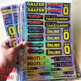 💥 TEM DÁN XE TRỌN BỘ 32 TEM MẠ Crom 7 MÀU LOGO - ĐỒ CHƠI XE MÁY💥