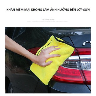Khăn Lau Xe Hơi Chuyên Dụng 2 Lớp Không Rụng Lông, Thấm Hút Nước Tốt – MÀU VÀNG Carzone