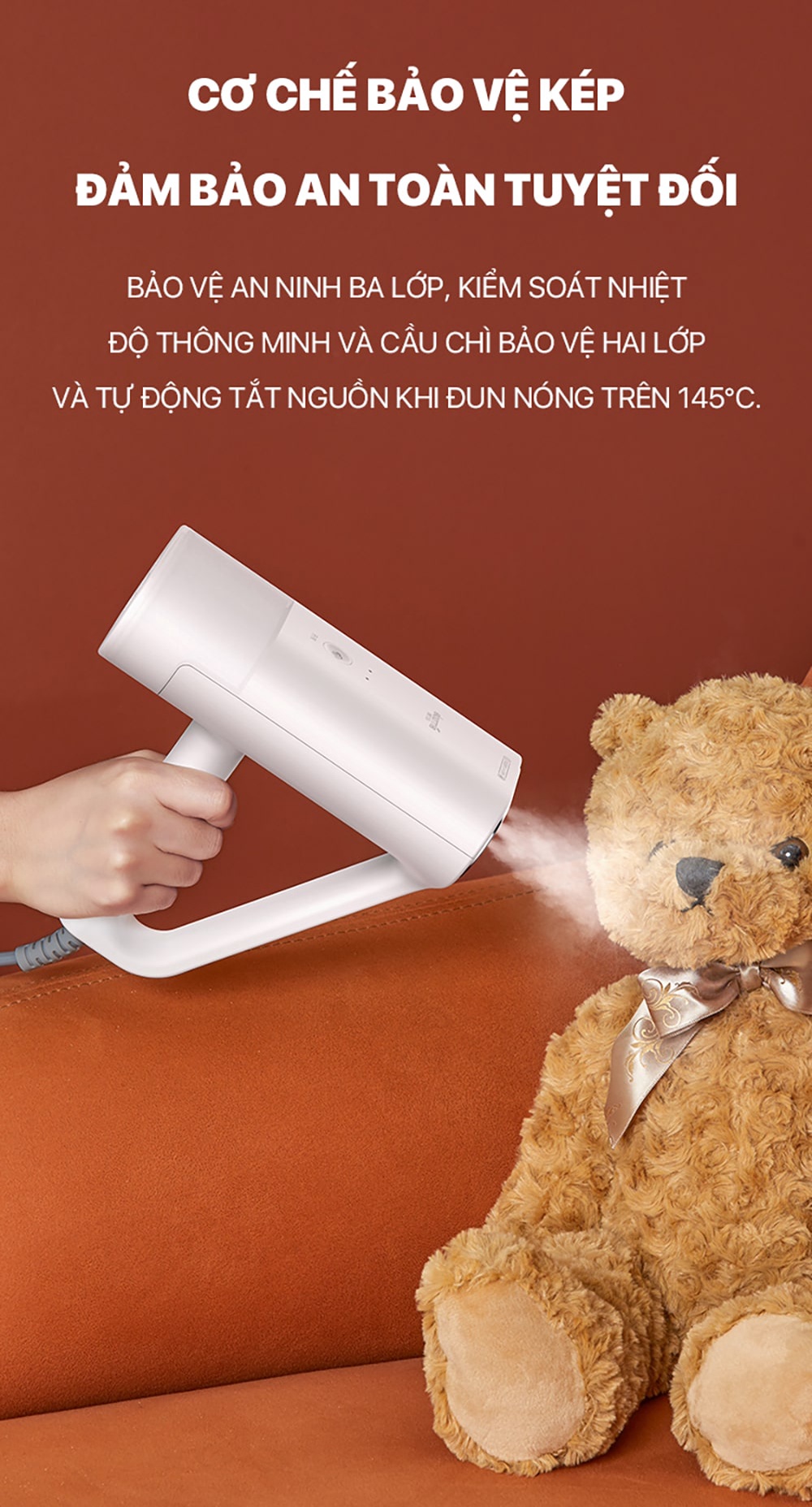 Mô tả Bàn ủi hơi nước Deerma HS100 nhỏ gọn công suất 1000W là phẳng các loại vải - Bảo hành 12 tháng - 8