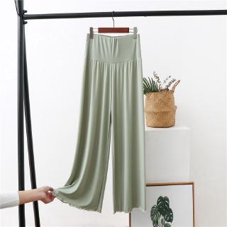 Phụ nữ mát mẻ Quần cạp cao trơn rộng trơn mát mẻ Quần mùa hè Quần co giãn dáng rộng xl-2xl