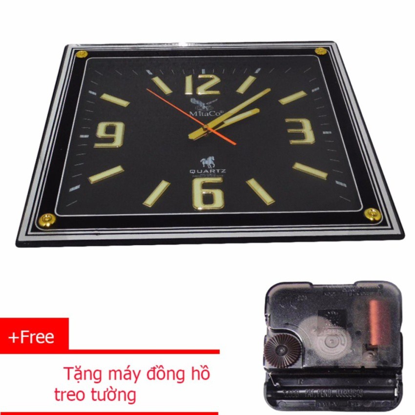 Đồng Hồ Treo Tường chữ nhật MitaCo (137) + Tặng máy đồng hồ treo ...