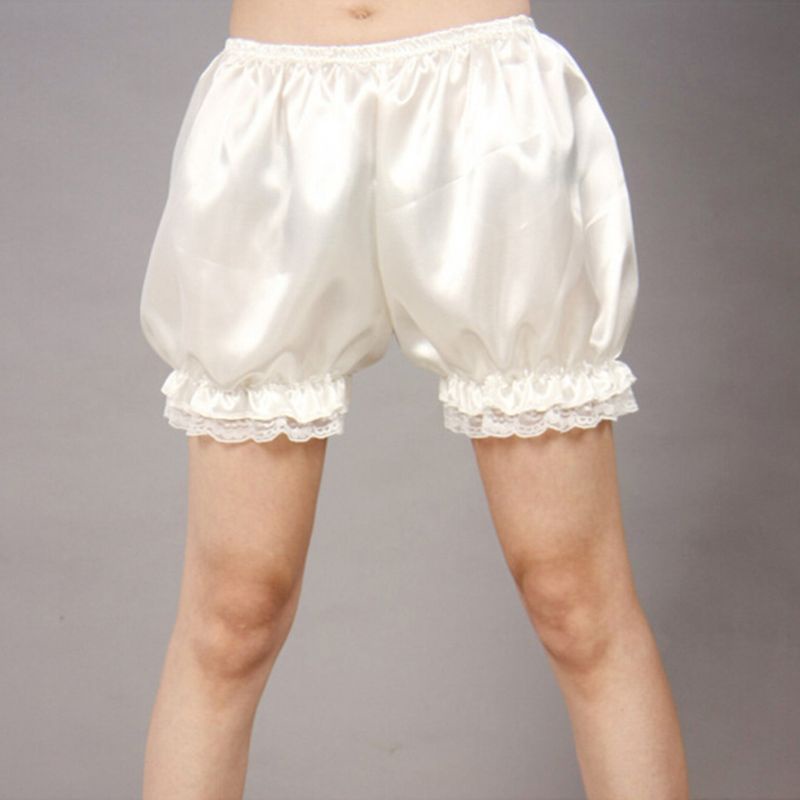 Jenniferab Nữ Giả Lụa Bloomers Xù Ren Viền Quần Lót Victoria Bí Ngô Quần Short