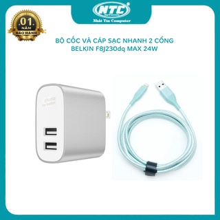 Bộ cốc và cáp sạc nhanh Belkin F8J230DQ 2 cổng max 24W (không box)