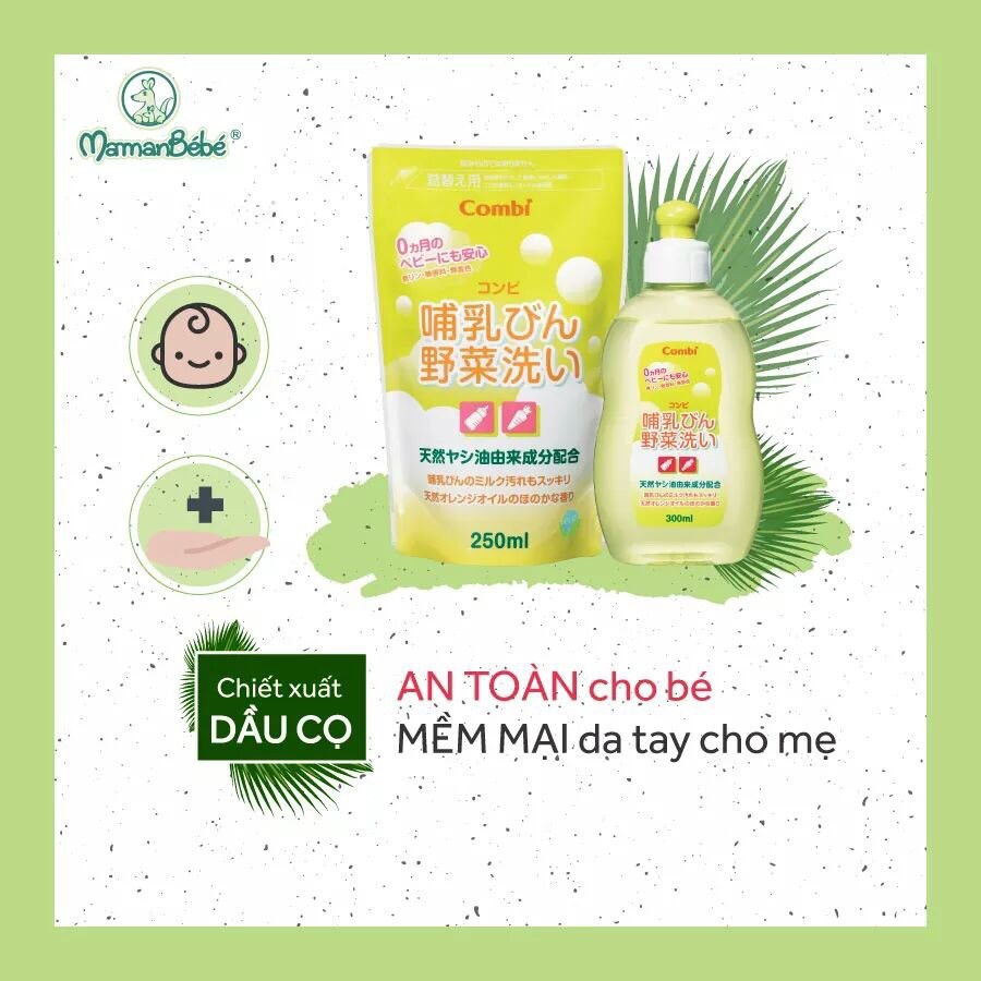 Ảnh Chai dung dịch rửa bình sữa và rau quả chiết xuất từ dầu cọ combi dung tích 300ml 4