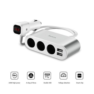 Tẩu sạc ô tô / Cốc sạc xe hơi Hoco Z13 tích hợp 5 cổng sạc - có màn hình LCD (Trắng) - Phụ Kiện Nhất Tín