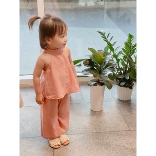 Set yếm Trung thu bé gái BATALA KIDS, set yếm kiểu bé gái thiết kế phong cách đi biển đi chơi cho bé từ 10-22kg YEMBT01