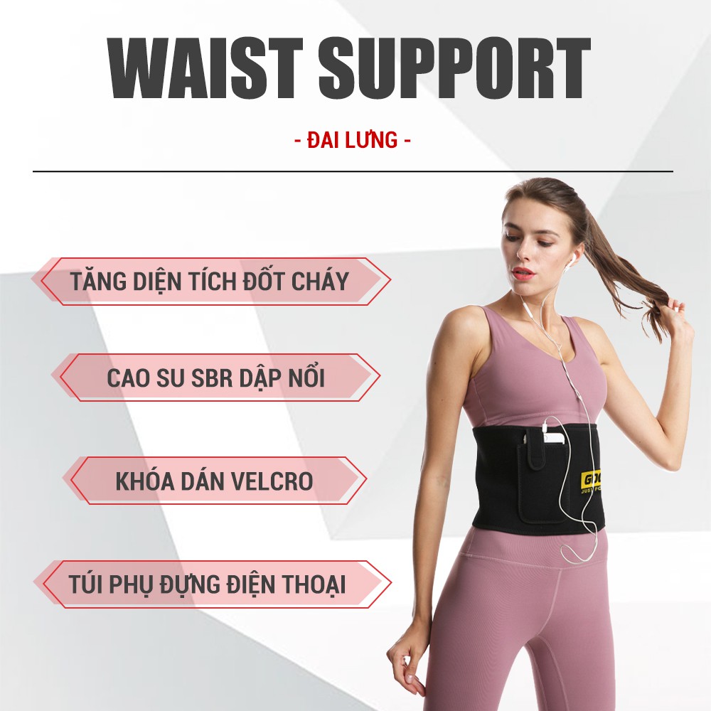 Đai lưng tập gym, đai quấn nóng giảm mỡ bụng chính hãng GoodFit GF724WS