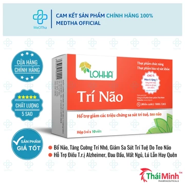 Viên uống bổ não Lohha Trí Não - Giúp hoạt huyết dưỡng não, ngăn ngừa teo não, sa sút trí tuệ (Hộp 30 viên)