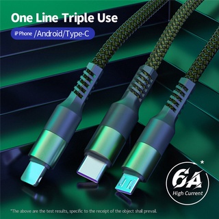 Cáp Sạc Nhanh 6A 3 Trong 1 Cổng Micro Usb Type-C