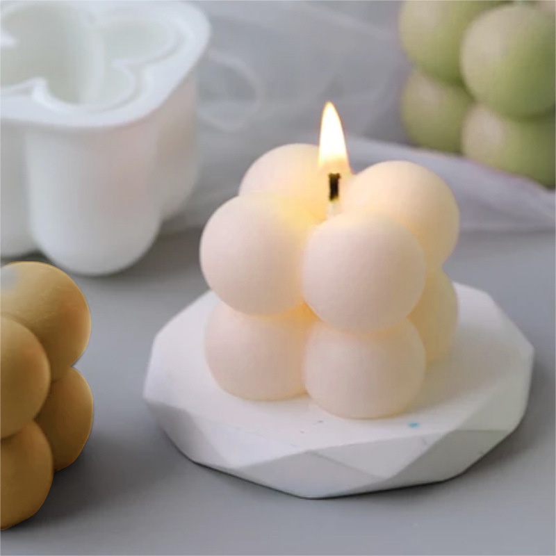 Khuôn Làm Nến Thơm Bằng Silicone Hình Khối Rubik 3D
