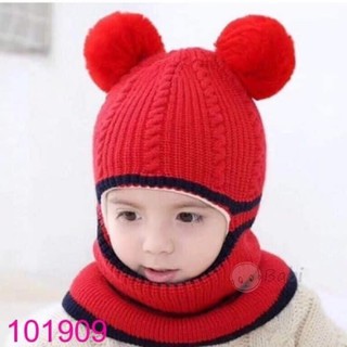 Mũ Len Liền Khăn Choàng Cổ Cho Bé