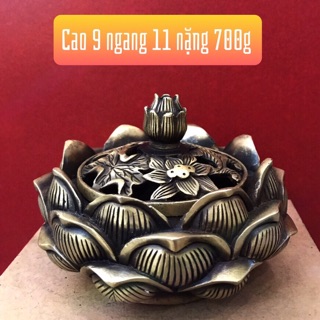 Lư xông trầm sen đốt trầm bằng đồng thờ cúng trang trí phong thủy vật phẩm trưng bày ban thờ nhà cửa quà tặng