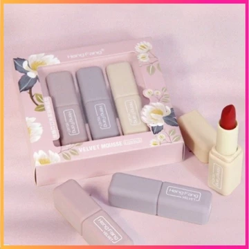Set 3 thỏi son lì cao cấp chính hãng HENGFANG lâu trôi, không chì, có dưỡng, mềm mượt, siêu mịn môi NO-SPU173
