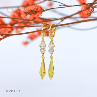 Bông Tai, Khuyên Tai Nữ Dáng Dài Đính Đá Trắng Xi Mạ Vàng 24k Cao Cấp - Trang Sức Hava - HVBT17