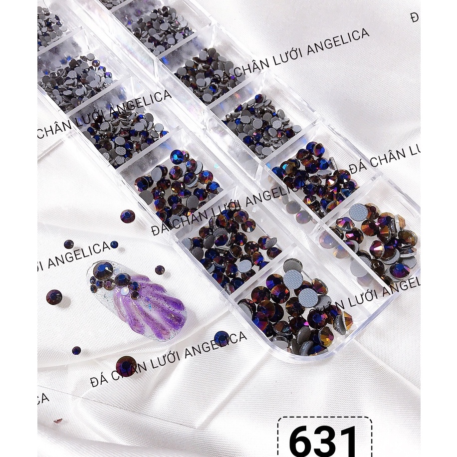 Đá Chân Lưới Nail 12 Khía Purple Shadow Màu Tím Khói Trang Trí Móng ANGELICA 631