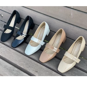 Giày cao gót nữ 3 phân kiểu dáng mary jane đế vuông quai ngang phối khoá đá cao cấp Ann _A1004MJN
