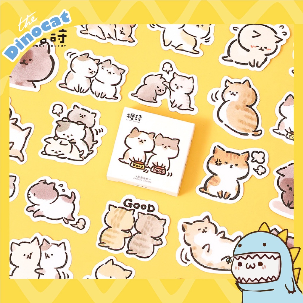 45 sticker dán sổ Dinocat bằng Giấy | hộp hình dán trang trí sổ ...