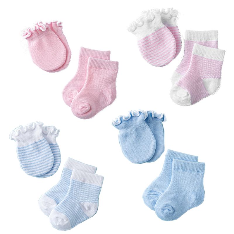 Yoo Sơ Sinh Mitten Tất Bộ 4 Cặp 0-6 Tháng Tuổi Bé Màu Xanh Dương Để Lựa Chọn