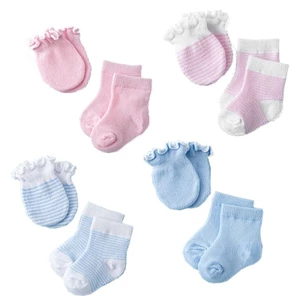 Yoo Sơ Sinh Mitten Tất Bộ 4 Cặp 0-6 Tháng Tuổi Bé Màu Xanh Dương Để Lựa Chọn