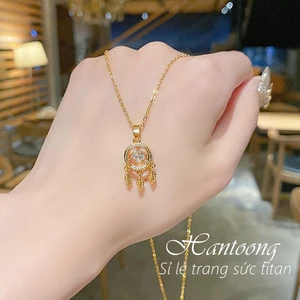 Vòng cổ titan nữ thiết kế đá pha lê chuyển động độc đáo phong cách thời trang hàn quốc nhẹ nhàng