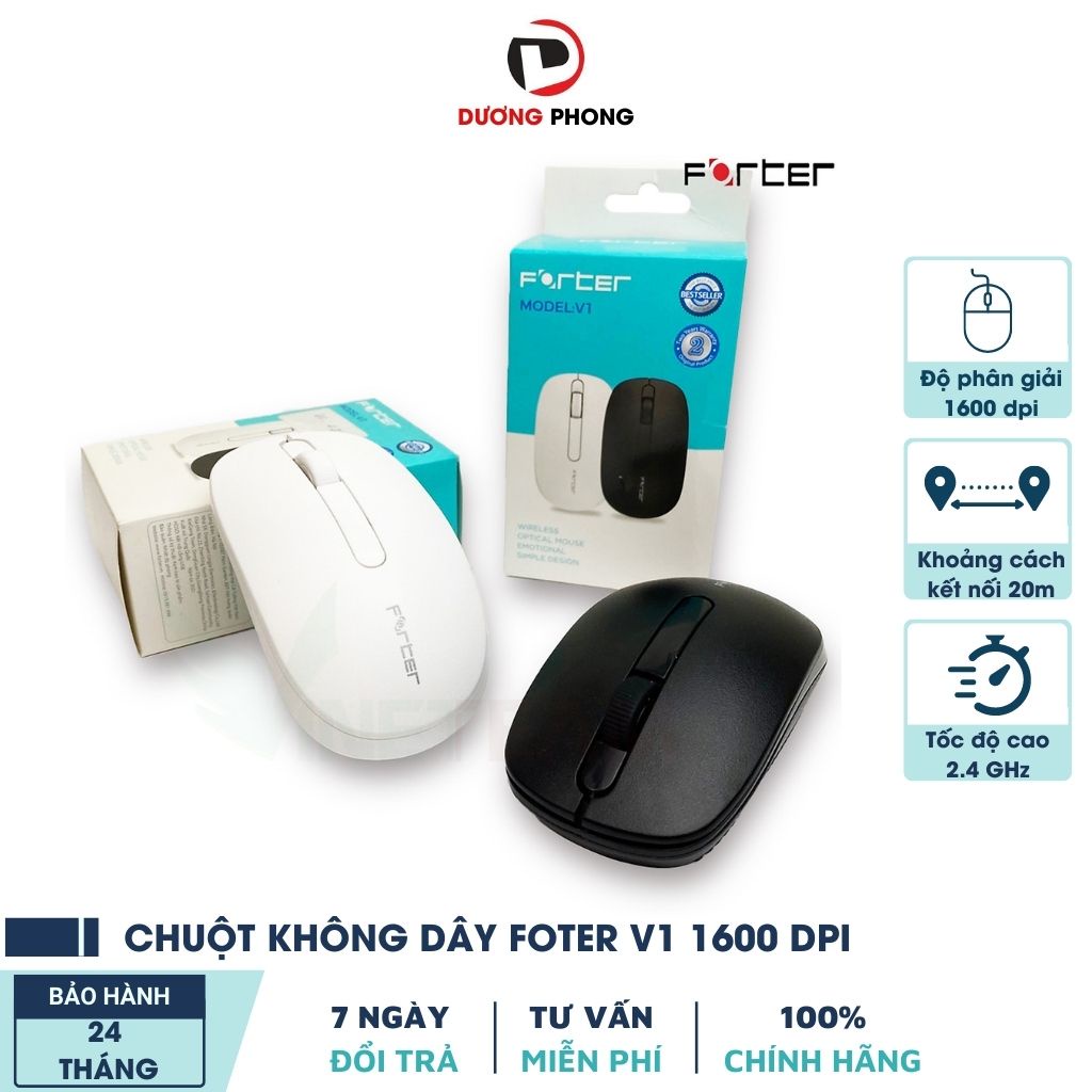Chuột máy tính không dây Forter V1 1600DPI siêu tiết kiệm pin thiết kế ...