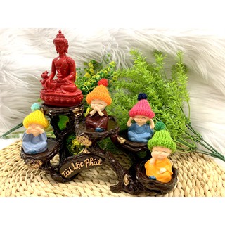 Full Set Tượng Phật Thích Ca + Đế Tượng Tài Lộc Phát + Chú Tiểu Nón Len