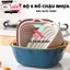 Bộ 6 Rổ Chậu Nhà Bếp Bằng Nhựa Cao Cấp Đựng Rau Củ