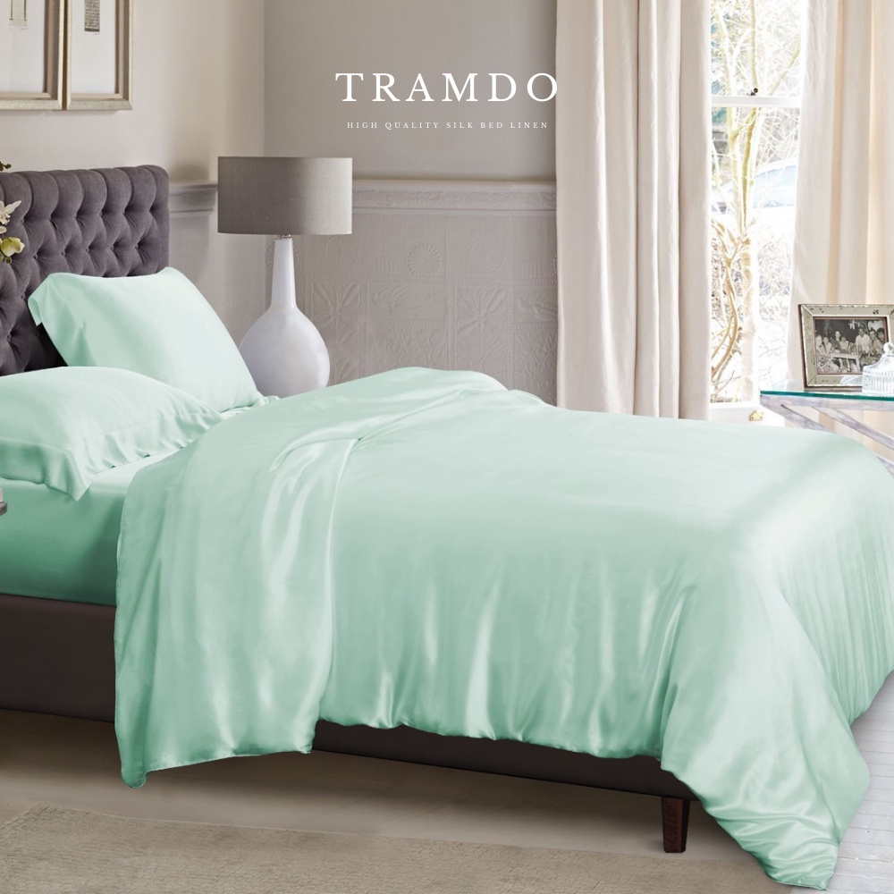 Ảnh Bộ Chăn Ga Gối Lụa Cao Cấp NITE9SILK TRAMDO BEDDING Màu Xanh Ngọc 2