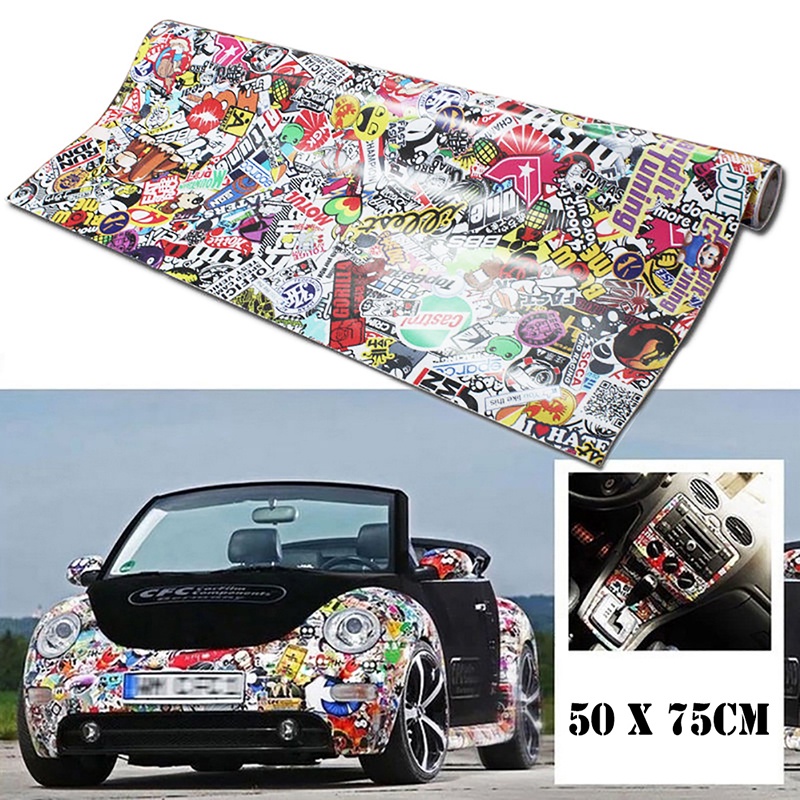 Fol Rock Panda Hoạt Hình Graffiti Xe Miếng Dán Bom Bọc Tấm Decal Dán 20 x 30