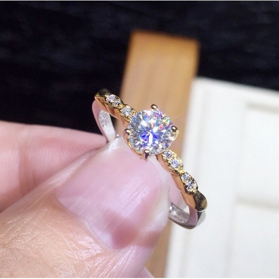 PT950 Bạch Kim Chữ Thập Bạch Kim Carbon Cao AAAAA Zircon 0.5 Carat Trái Tim Và Mũi Tên Full Kim Cương Thời Trang Đơn Giản Mở Nhẫn Kim Cương