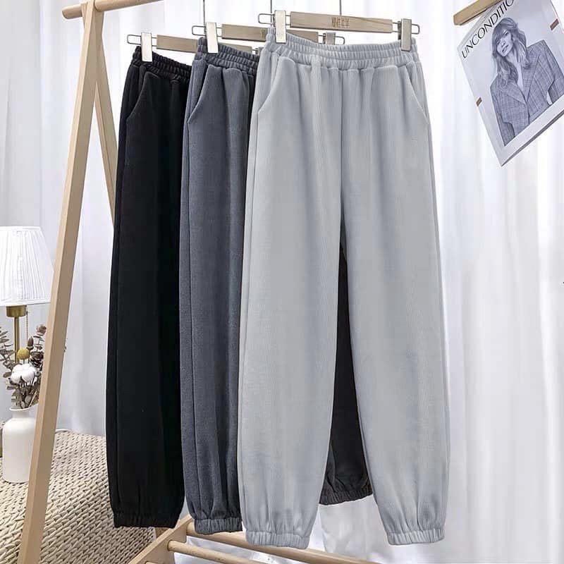 Quần Jogger Len Tăm bo gấu cho mua đông ấm áp 819