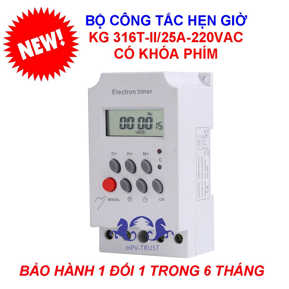 Bộ công tắc hẹn giờ tự động tự động Electron Timer KG316TII/25A/220V có khóa phím Shopee Việt Nam