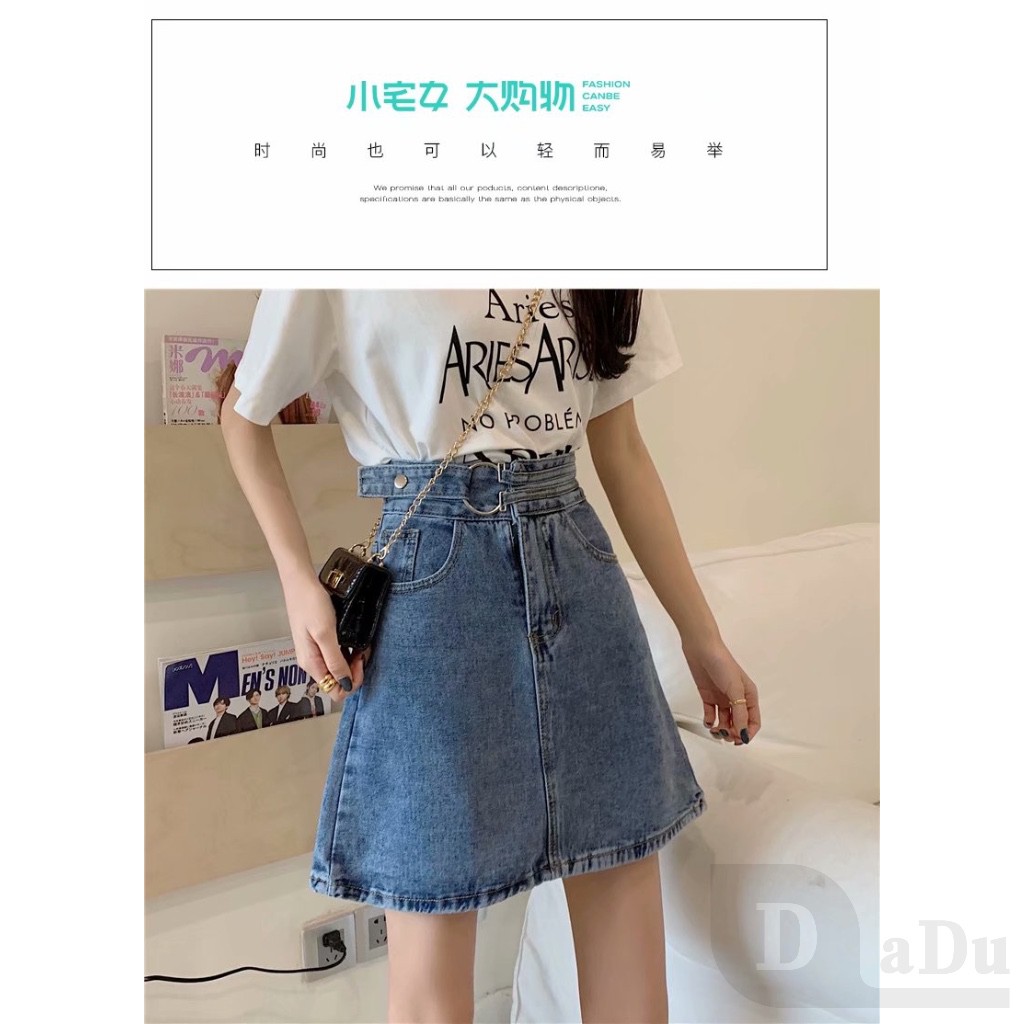 Ảnh Chân váy jean Xếp Ly Dáng Chữ A Thời Trang Cho Nữ 3
