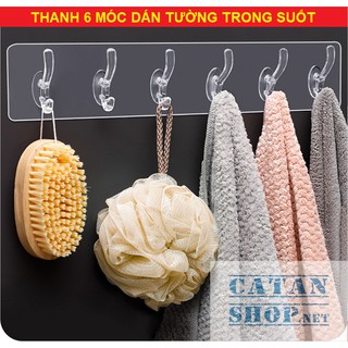 Móc dán tường, thanh treo đồ 6 móc dán tường nhà tắm nhà bếp siêu dính siêu chịu lực GD387-6Deo